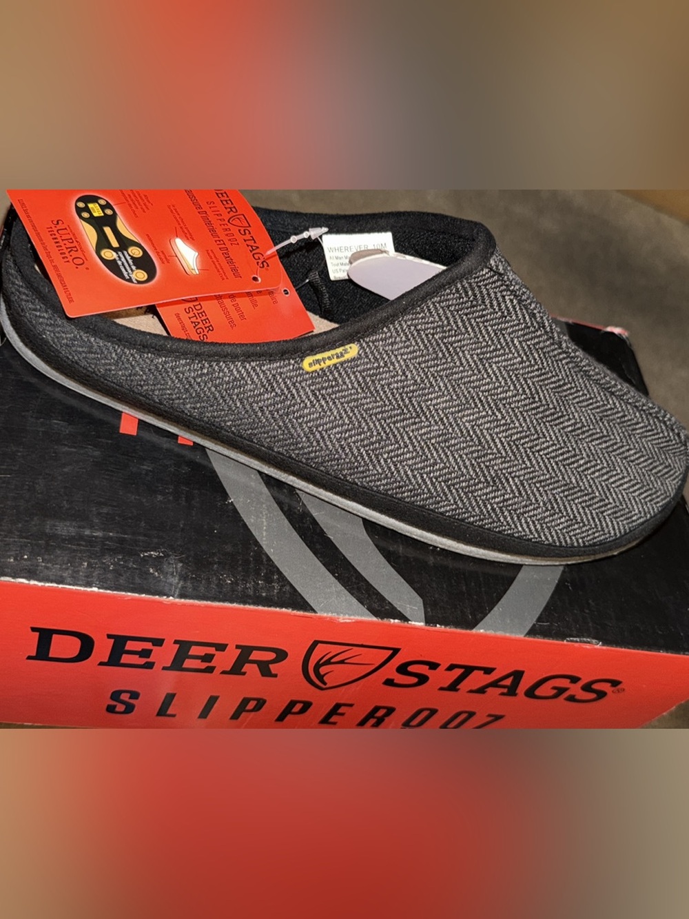 Deer Stags Men’s‎ Black & Gray Herringbone Slip-On Loafers